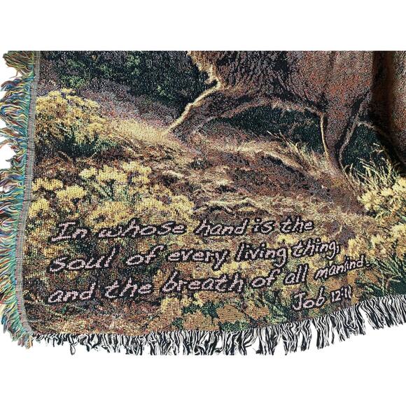 Siskiyou Bluff Elk Cotton Tapestry Throw Blanket Job 12:10 NEW Made in USA - Picture 7 of 11